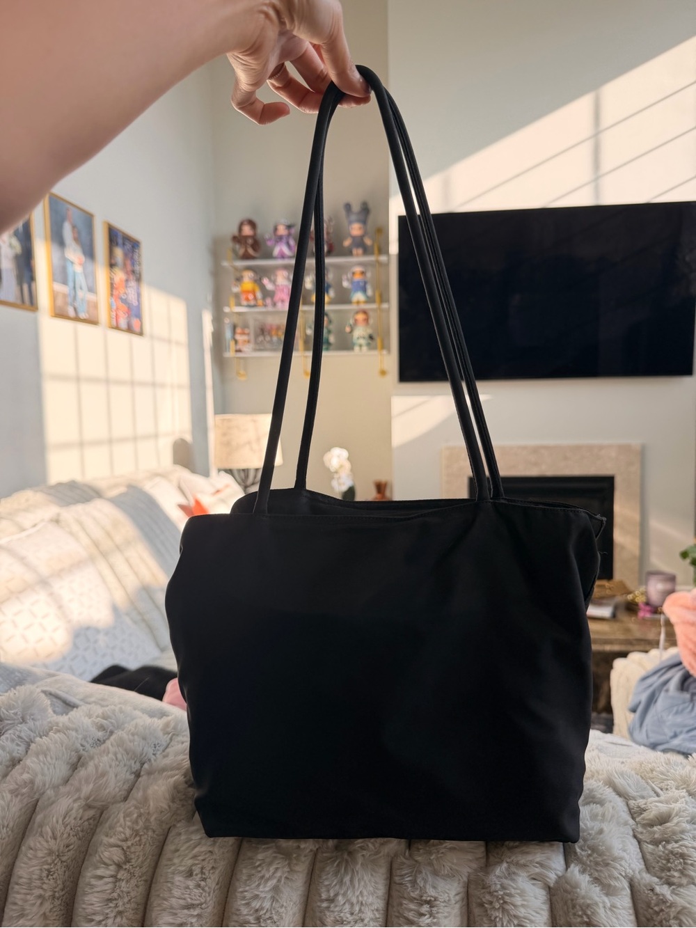 Prada Black Nylon Tote with Triangle Logo - Picture 2 of 10